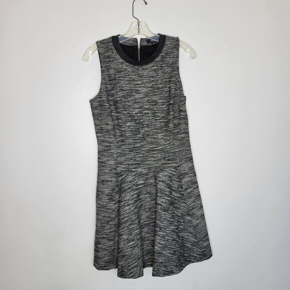 Madewell The Anywhere Dress Tweed Black Fit Flare Faux Leather Women 6 - Picture 10 of 13